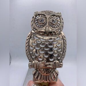 Brighton Silver Tone Owl Nightlight With Clear Rhinestone Sparkling Eyes